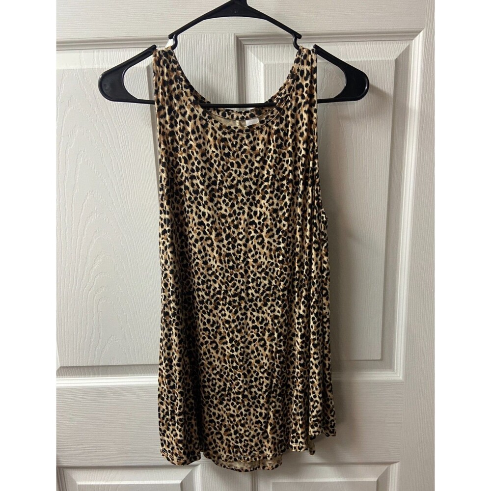 Old Navy Luxe M Leopard Print Tank Top Tunic Knit Flowy Sleeveless